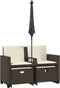vidaXL - Tuinbank - 2-zits - met - parasol - en - voetenbanken - poly - rattan - bruin