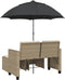 vidaXL - Tuinbank - 2-zits - met - parasol - en - voetenbanken - poly - rattan - beige