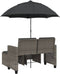 vidaXL - Tuinbank - 2-zits - met - parasol - en - voetenbanken - poly - rattan - grijs