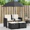 vidaXL - Tuinbank - 2-zits - met - parasol - en - voetenbanken - poly - rattan - zwart