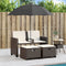 vidaXL - Tuinbank - 2-zits - met - parasol - en - voetenbanken - poly - rattan - bruin
