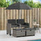 vidaXL - Tuinbank - 2-zits - met - parasol - en - voetenbanken - poly - rattan - grijs