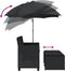 vidaXL - Tuinbank - 2-zits - met - parasol - en - voetenbanken - poly - rattan - zwart