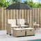vidaXL - Tuinbank - 2-zits - met - parasol - en - voetenbanken - poly - rattan - beige