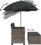 vidaXL - Tuinbank - 2-zits - met - parasol - en - voetenbanken - poly - rattan - grijs