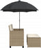 vidaXL - Tuinbank - 2-zits - met - parasol - en - voetenbanken - poly - rattan - beige