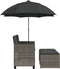vidaXL - Tuinbank - 2-zits - met - parasol - en - voetenbanken - poly - rattan - grijs