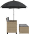 vidaXL - Tuinbank - 2-zits - met - parasol - en - voetenbanken - poly - rattan - beige