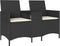 vidaXL - Tuinbank - 2-zits - met - tafel - en - kussens - poly - rattan - zwart