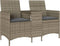 vidaXL - Tuinbank - 2-zits - met - tafel - en - kussens - poly - rattan - grijs