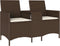 vidaXL - Tuinbank - 2-zits - met - tafel - en - kussens - poly - rattan - bruin