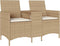 vidaXL - Tuinbank - 2-zits - met - tafel - en - kussens - poly - rattan - beige