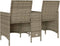 vidaXL - Tuinbank - 2-zits - met - tafel - en - kussens - poly - rattan - grijs