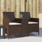 vidaXL - Tuinbank - 2-zits - met - tafel - en - kussens - poly - rattan - bruin