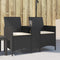 vidaXL - Tuinbank - 2-zits - met - tafel - en - kussens - poly - rattan - zwart