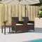 vidaXL - Tuinbank - 2-zits - met - tafel - en - kussens - poly - rattan - bruin