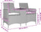 vidaXL - Tuinbank - 2-zits - met - tafel - en - kussens - poly - rattan - grijs