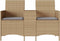 vidaXL - Tuinbank - 2-zits - met - tafel - en - kussens - poly - rattan - beige