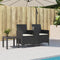 vidaXL - Tuinbank - 2-zits - met - tafel - en - kussens - poly - rattan - zwart