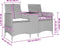 vidaXL - Tuinbank - 2-zits - met - tafel - en - kussens - poly - rattan - bruin