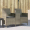 vidaXL - Tuinbank - 2-zits - met - tafel - en - kussens - poly - rattan - grijs