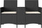 vidaXL - Tuinbank - 2-zits - met - tafel - en - kussens - poly - rattan - zwart