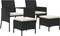 vidaXL - Tuinbank - 2-zits - met - tafel - en - voetenbanken - poly - rattan - zwart