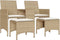 vidaXL - Tuinbank - 2-zits - met - tafel - en - voetenbanken - poly - rattan - beige