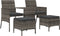 vidaXL - Tuinbank - 2-zits - met - tafel - en - voetenbanken - poly - rattan - grijs