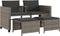 vidaXL - Tuinbank - 2-zits - met - tafel - en - voetenbanken - poly - rattan - grijs