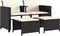 vidaXL - Tuinbank - 2-zits - met - tafel - en - voetenbanken - poly - rattan - zwart