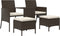 vidaXL - Tuinbank - 2-zits - met - tafel - en - voetenbanken - poly - rattan - bruin