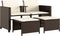 vidaXL - Tuinbank - 2-zits - met - tafel - en - voetenbanken - poly - rattan - bruin