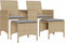 vidaXL - Tuinbank - 2-zits - met - tafel - en - voetenbanken - poly - rattan - beige