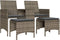 vidaXL - Tuinbank - 2-zits - met - tafel - en - voetenbanken - poly - rattan - grijs