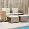 vidaXL - Tuinbank - 2-zits - met - tafel - en - voetenbanken - poly - rattan - beige