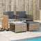 vidaXL - Tuinbank - 2-zits - met - tafel - en - voetenbanken - poly - rattan - beige