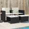 vidaXL - Tuinbank - 2-zits - met - tafel - en - voetenbanken - poly - rattan - zwart