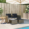 vidaXL - Tuinbank - 2-zits - met - tafel - en - voetenbanken - poly - rattan - grijs