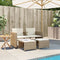 vidaXL - Tuinbank - 2-zits - met - tafel - en - voetenbanken - poly - rattan - beige