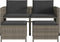 vidaXL - Tuinbank - 2-zits - met - tafel - en - voetenbanken - poly - rattan - grijs