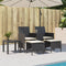 vidaXL - Tuinbank - 2-zits - met - tafel - en - voetenbanken - poly - rattan - zwart