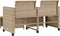 vidaXL - Tuinbank - 2-zits - met - tafel - en - voetenbanken - poly - rattan - beige
