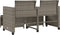 vidaXL - Tuinbank - 2-zits - met - tafel - en - voetenbanken - poly - rattan - grijs
