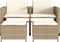 vidaXL - Tuinbank - 2-zits - met - tafel - en - voetenbanken - poly - rattan - beige