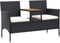 vidaXL - Tuinbank - 2-zits - met - tafeltje - 143 - cm - poly - rattan - zwart