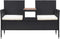 vidaXL - Tuinbank - 2-zits - met - tafeltje - 143 - cm - poly - rattan - zwart