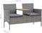 vidaXL - Tuinbank - 2-zits - met - tafeltje - 143 - cm - poly - rattan - grijs