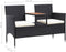 vidaXL - Tuinbank - 2-zits - met - tafeltje - 143 - cm - poly - rattan - zwart