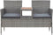 vidaXL - Tuinbank - 2-zits - met - tafeltje - 143 - cm - poly - rattan - grijs